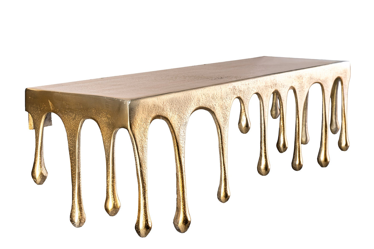 Handgefertigtes Wandregal LIQUID LINE 60cm gold antik Metall Tropfen-Design