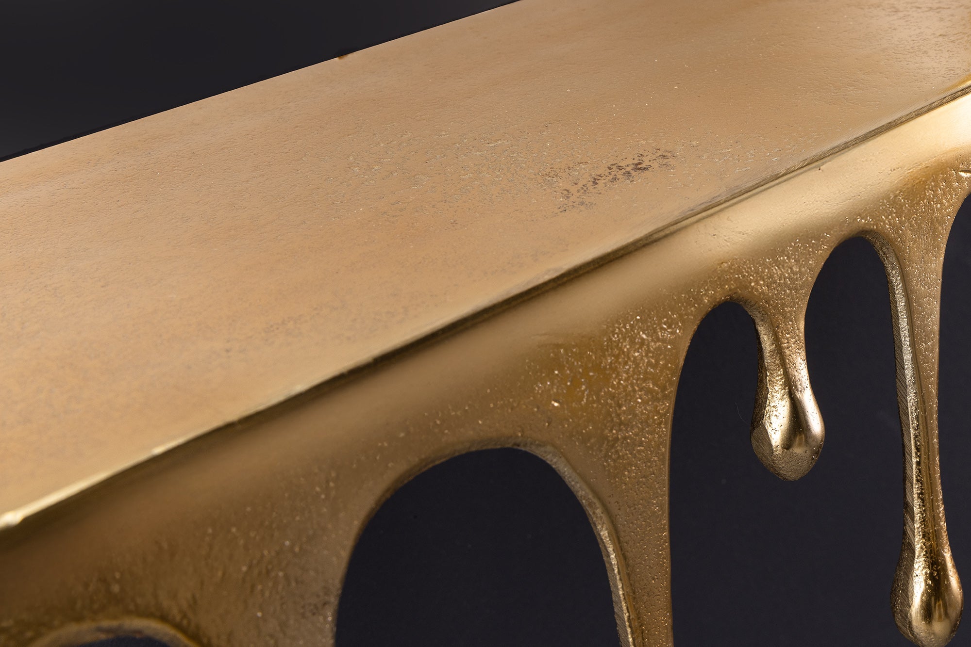Handgefertigtes Wandregal LIQUID LINE 60cm gold antik Metall Tropfen-Design