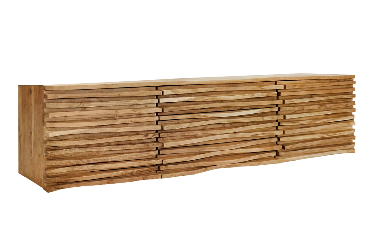 Hängendes Sideboard RELIEF 175cm natur Akazie Massivholz mit Schubladen