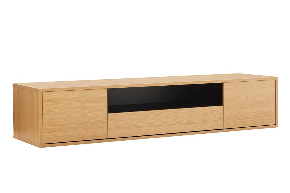 Hängendes TV-Board LOFT 150cm natur schwarz fünf Fächer mit Schublade