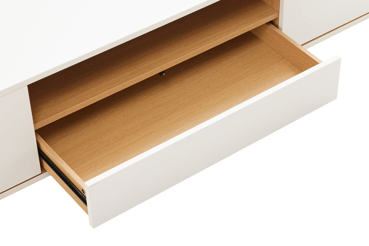 Hängendes TV-Board LOFT 150cm weiß natur fünf Fächer mit Schublade
