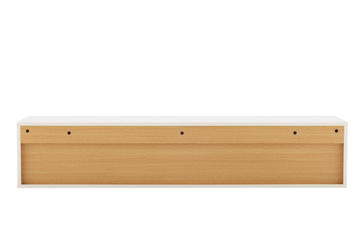 Hängendes TV-Board LOFT 150cm weiß natur fünf Fächer mit Schublade