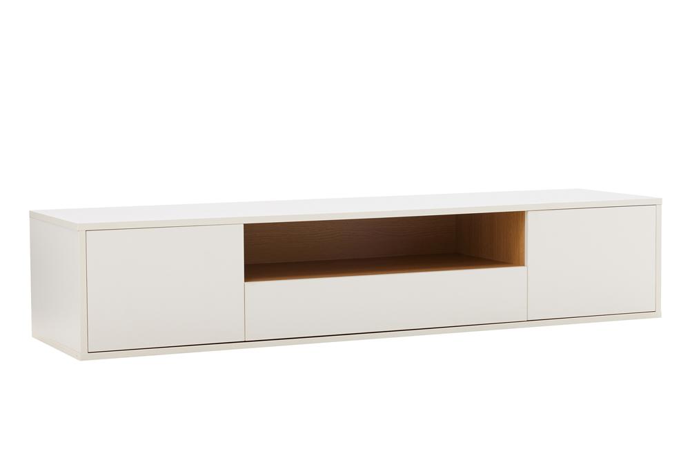 Hängendes TV-Board LOFT 150cm weiß natur fünf Fächer mit Schublade