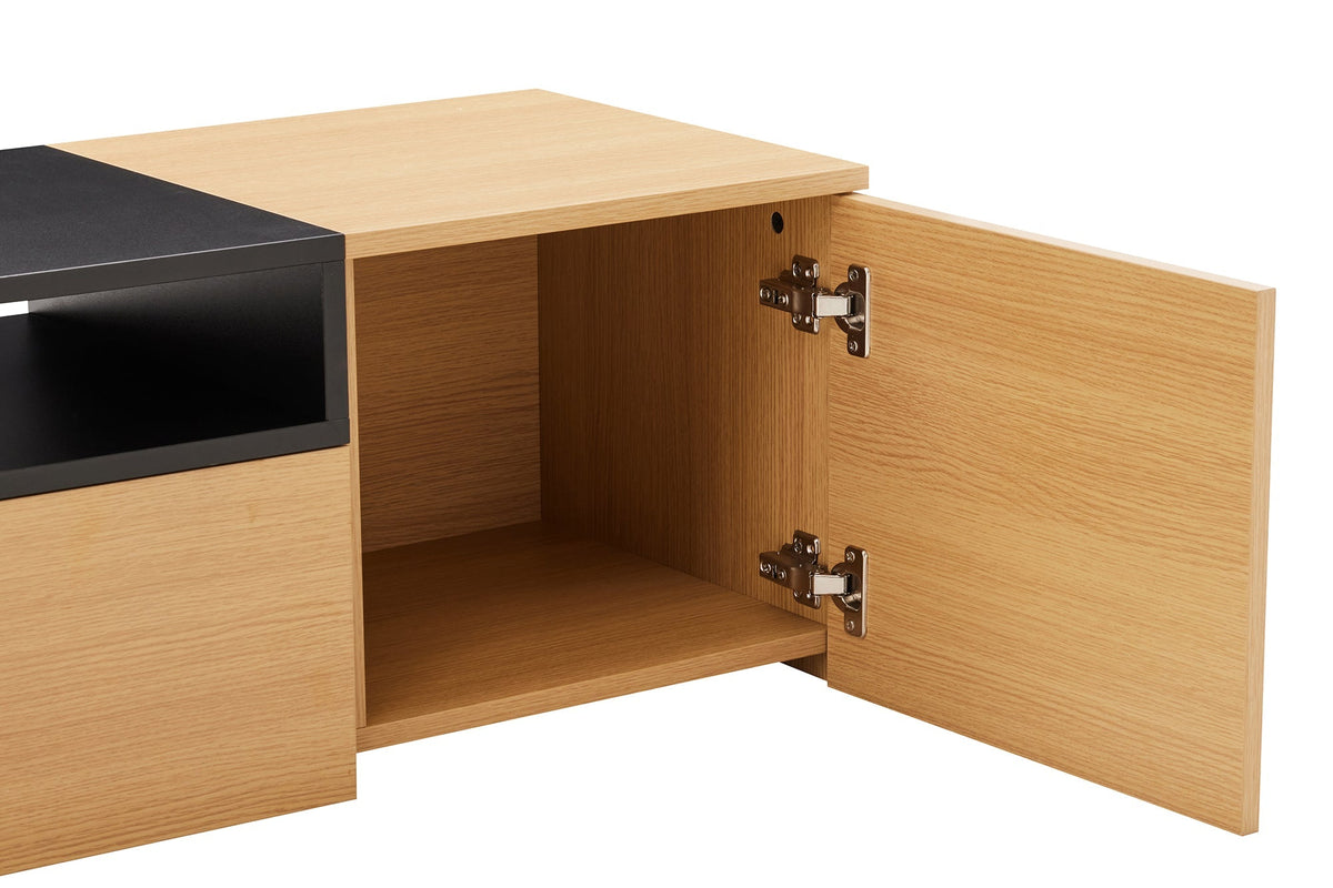 Hängendes TV-Board LOFT 160cm natur schwarz drei Fächer mit Schublade