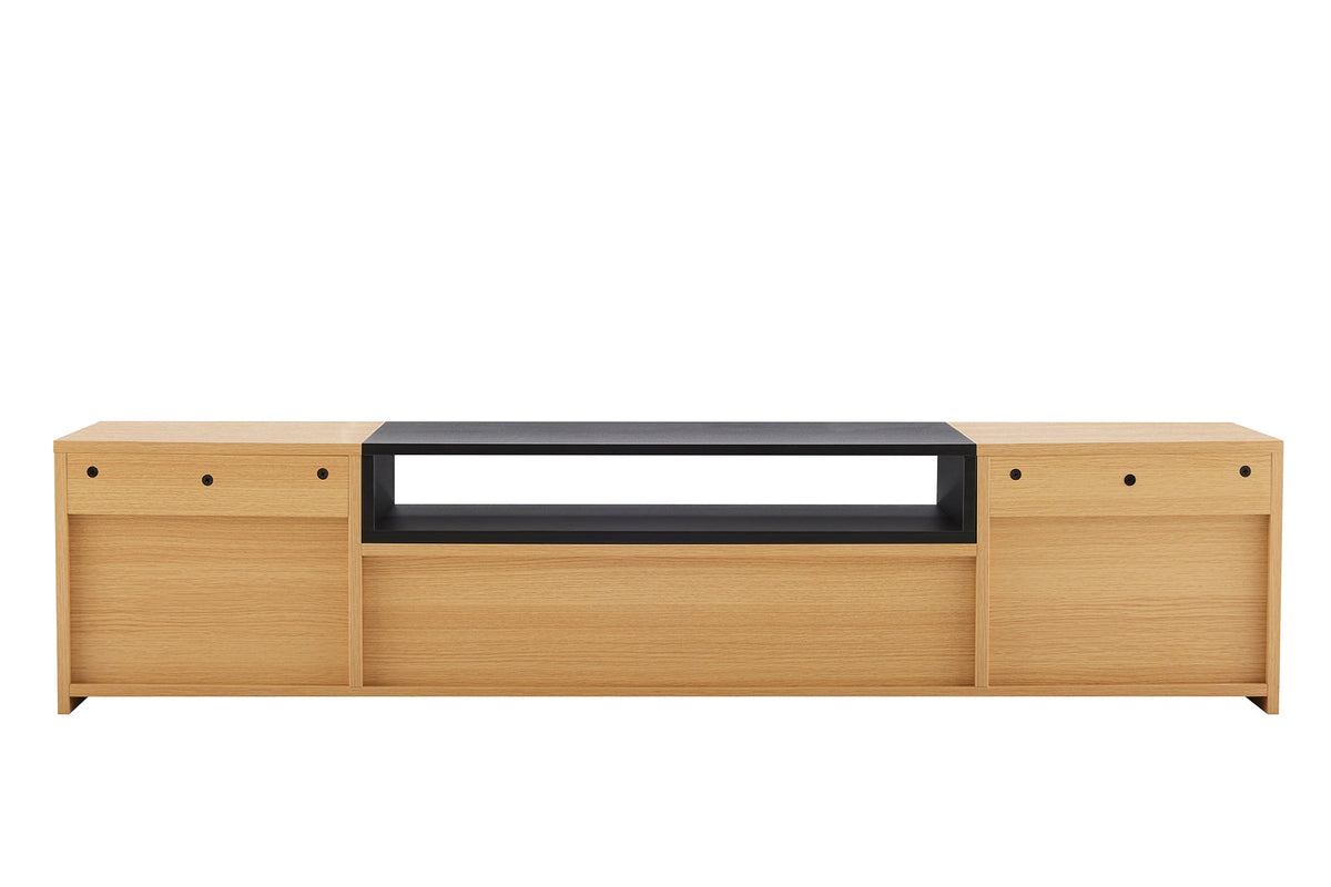 Hängendes TV-Board LOFT 160cm natur schwarz drei Fächer mit Schublade