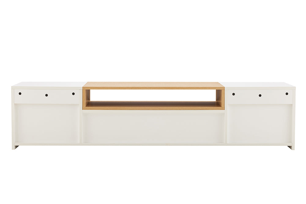 Hängendes TV-Board LOFT 160cm weiß natur drei Fächer mit Schublade