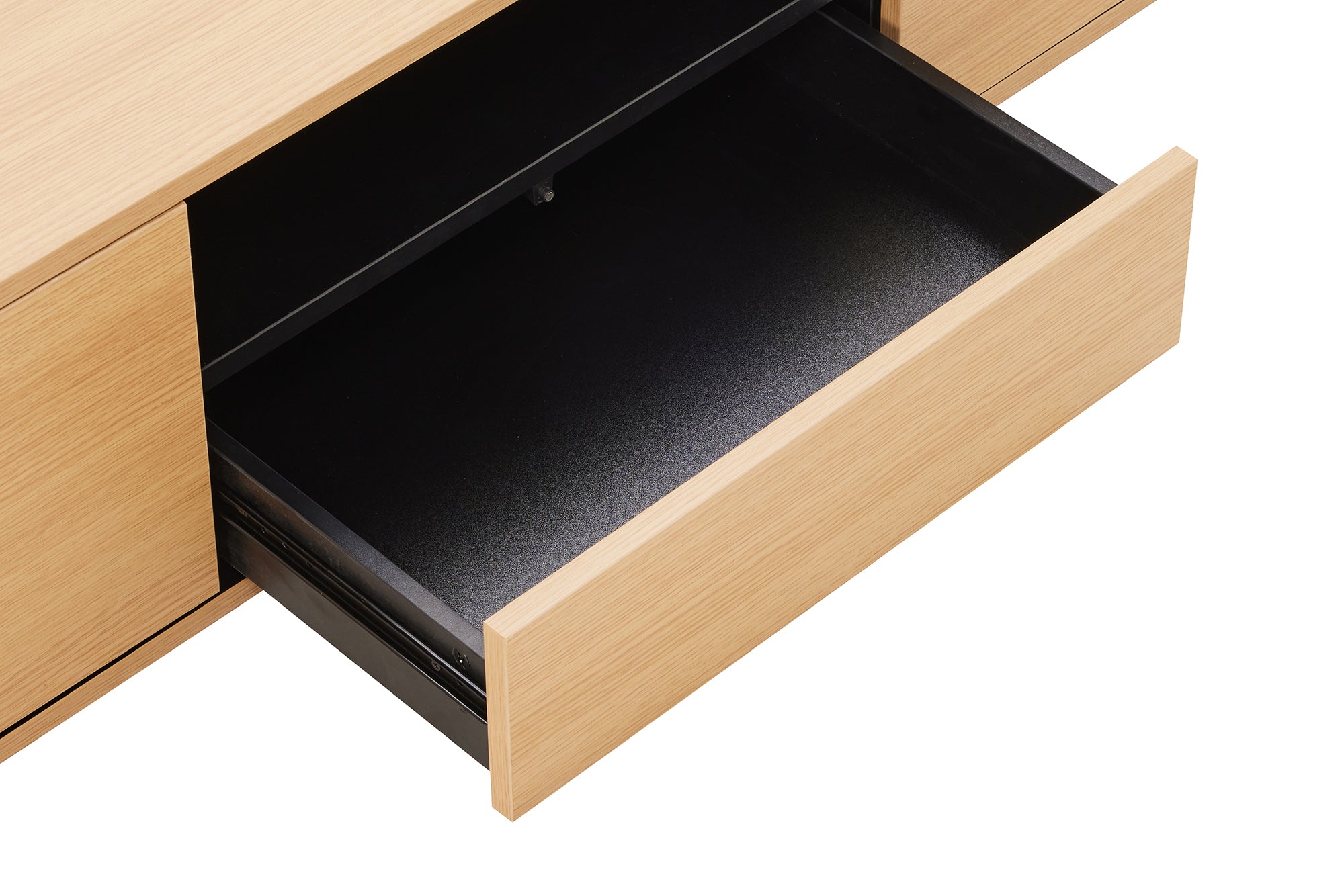 Hängendes TV-Board LOFT 200cm natur schwarz sieben Fächer mit Schublade