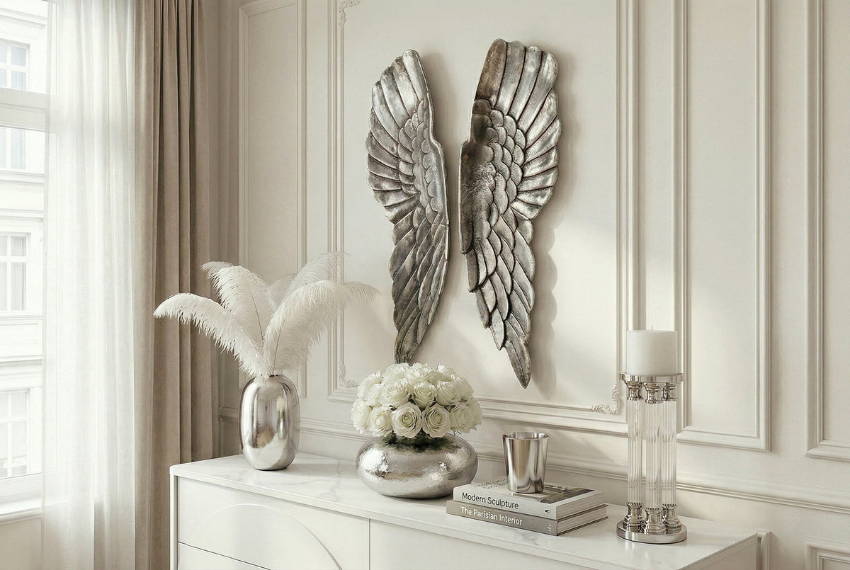 Immense décoration murale FALLEN ANGEL 65cm ailes d’ange au design asymétrique