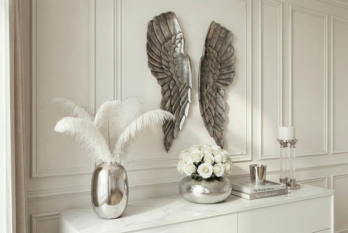 Immense décoration murale FALLEN ANGEL 65cm ailes d’ange au design asymétrique