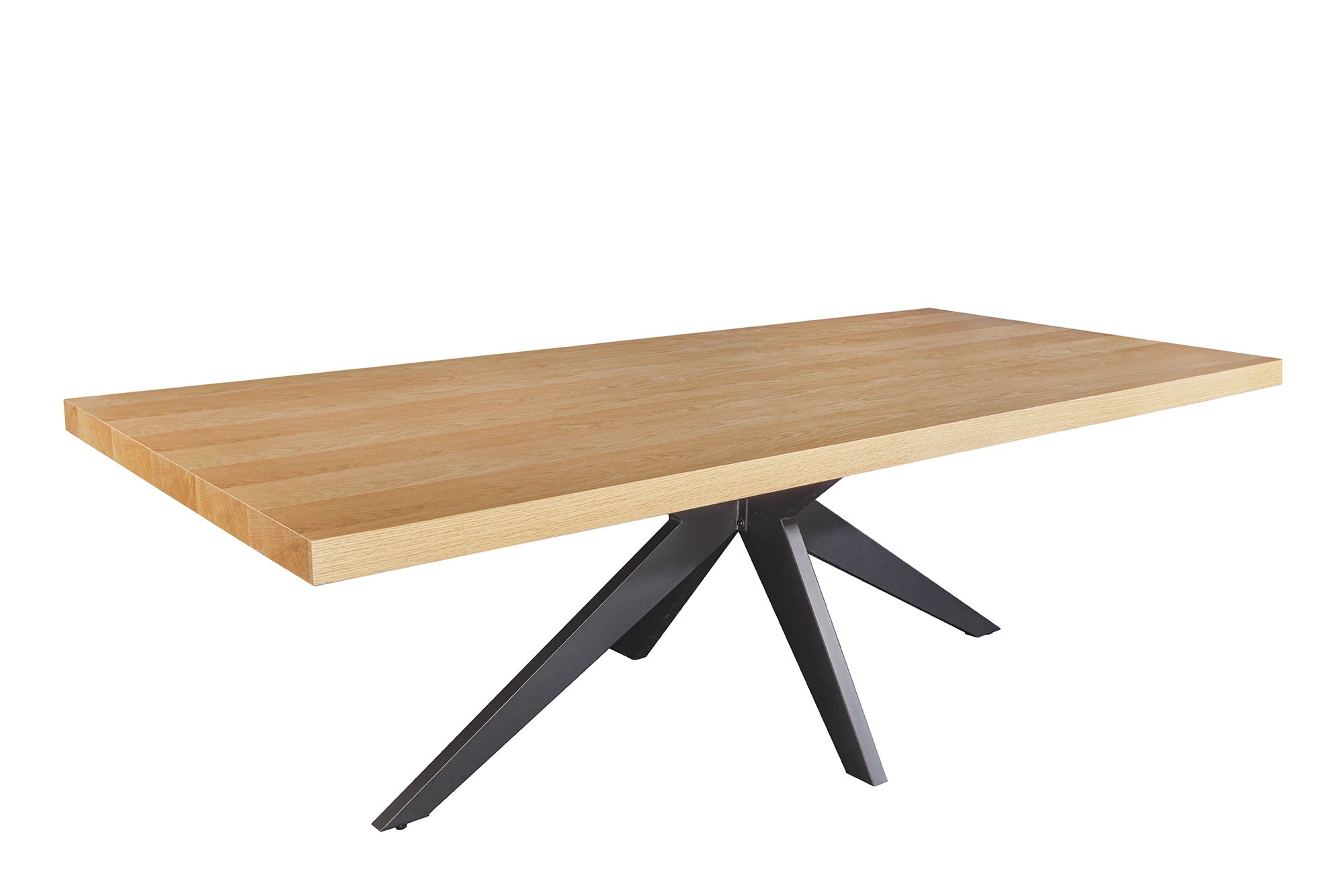 Imposante table à manger ZEUS 240cm design en chêne naturel avec structure étoile en métal