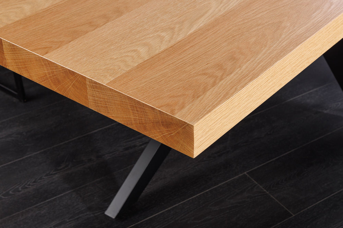 Imposante table à manger ZEUS 240cm design en chêne naturel avec structure étoile en métal