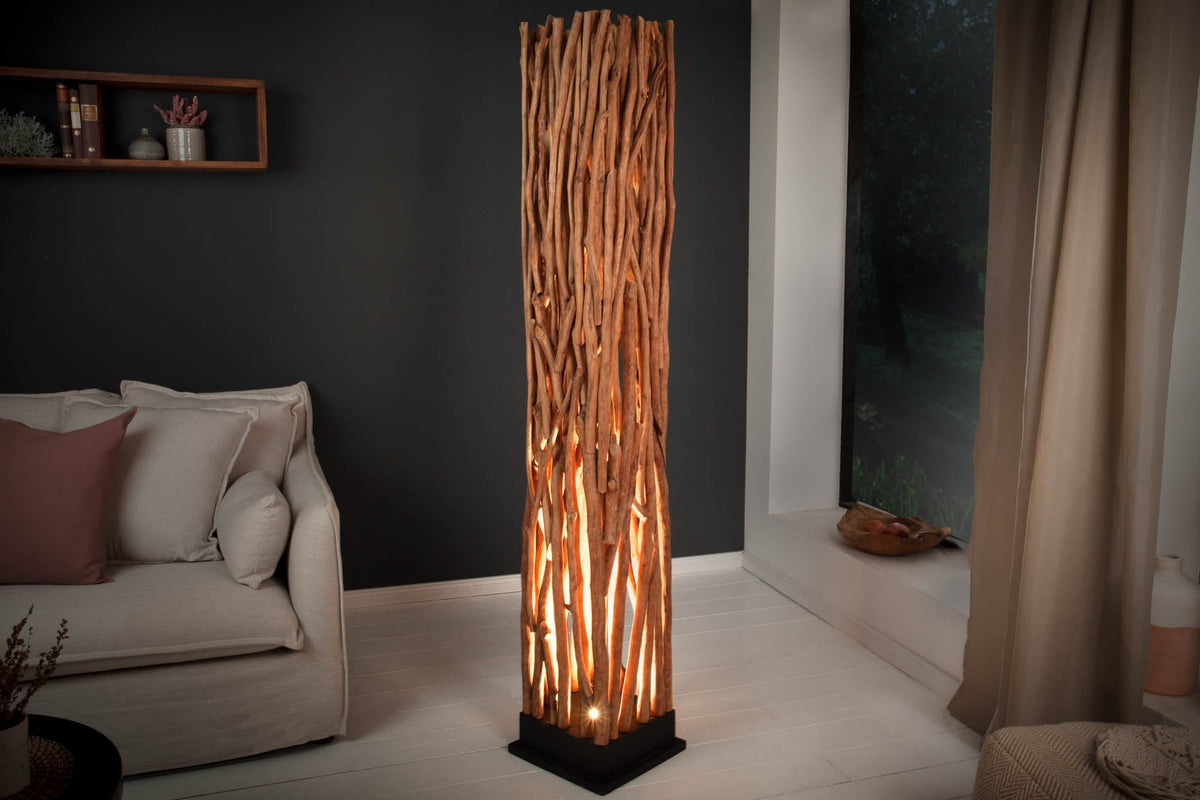 Lampadaire artisanal NATURE ART 173cm en bois de longane massif