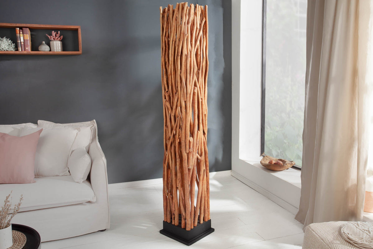 Lampadaire artisanal NATURE ART 173cm en bois de longane massif
