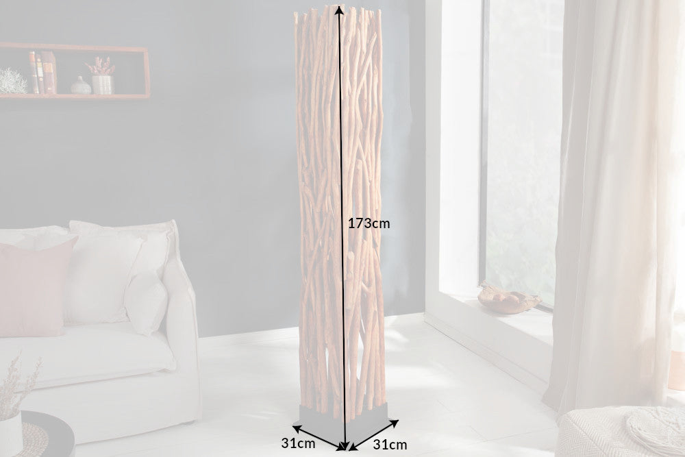 Lampadaire artisanal NATURE ART 173cm en bois de longane massif