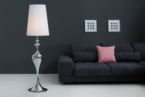 Lampadaire design élégant LUCIE 160cm argenté blanc lampadaire style baroque