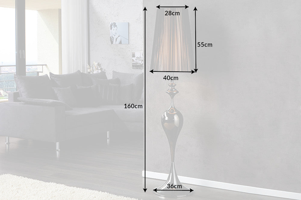 Lampadaire design élégant LUCIE 160cm lampadaire noir de style baroque