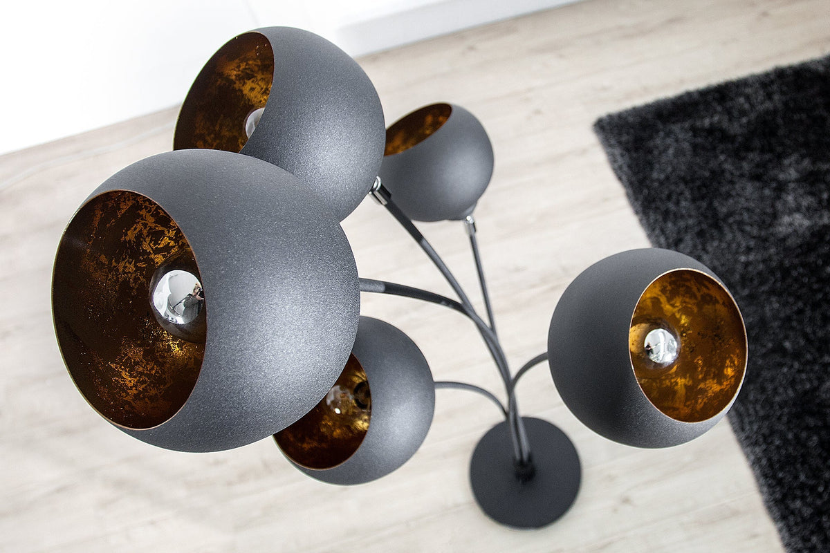 Lampadaire design élégant MAGMA 170cm lampadaire noir doré