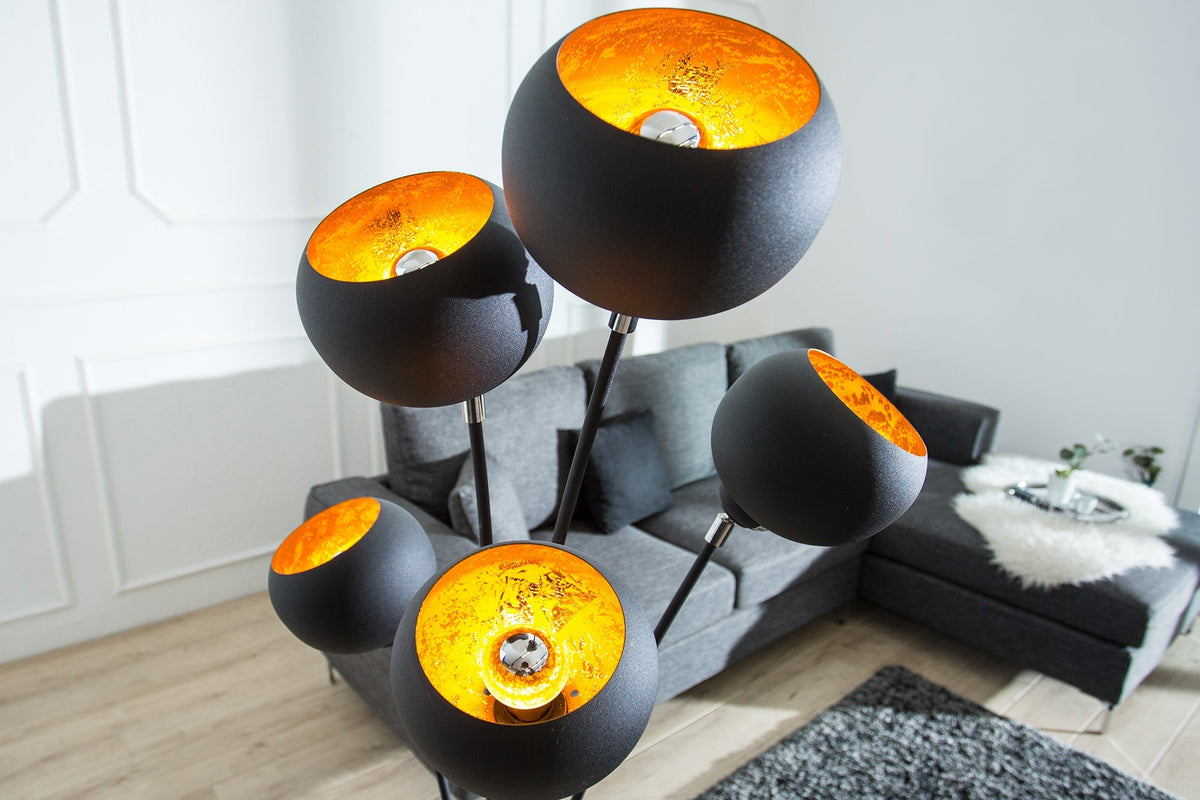 Lampadaire design élégant MAGMA 170cm lampadaire noir doré