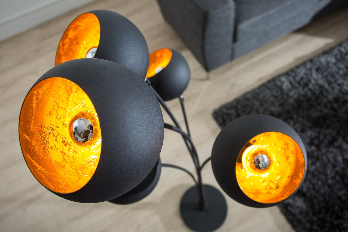 Lampadaire design élégant MAGMA 170cm lampadaire noir doré