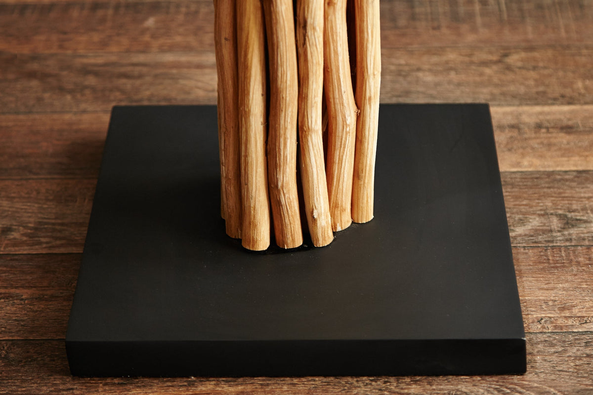 Lampadaire design en bois flotté EUPHORIA 180cm naturel avec abat-jour en lin