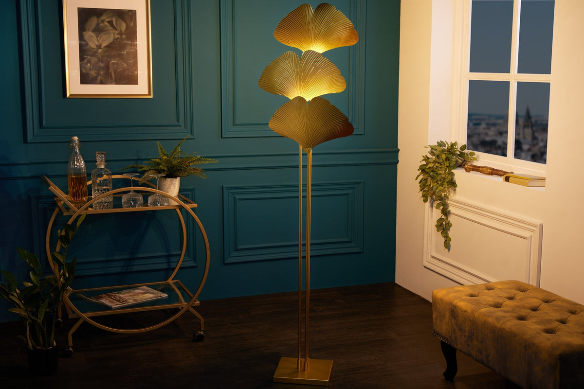 Lampadaire design GINKGO 160cm métal doré