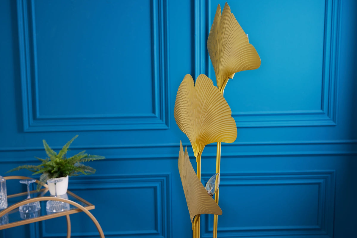 Lampadaire design GINKGO 160cm métal doré