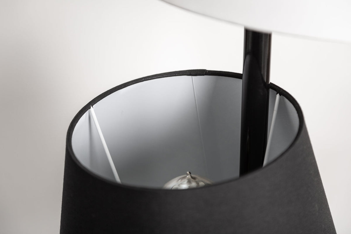 Lampadaire design LEVELS 163cm gris noir avec 3 abat-jour en lin
