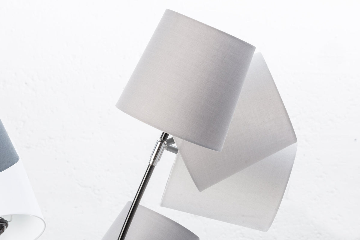 Lampadaire design LEVELS 176cm gris noir avec 5 abat-jour en lin