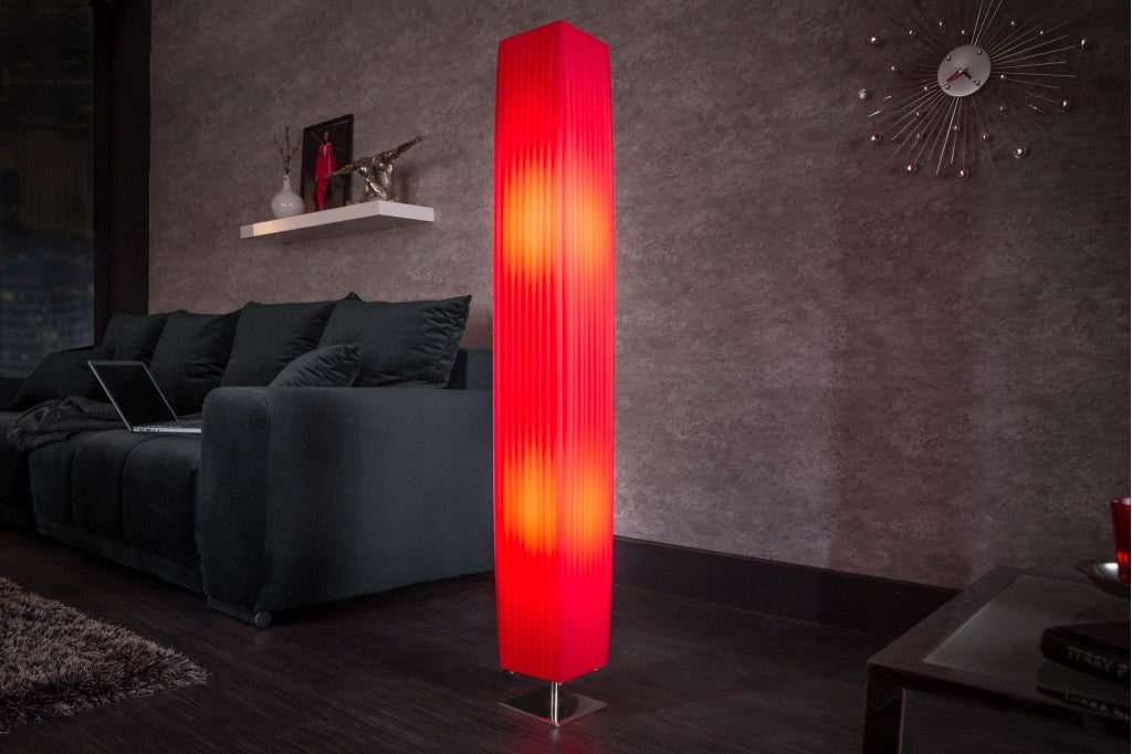 Lampadaire design moderne PARIS 120cm rouge Abat-jour plissé Lampadaire