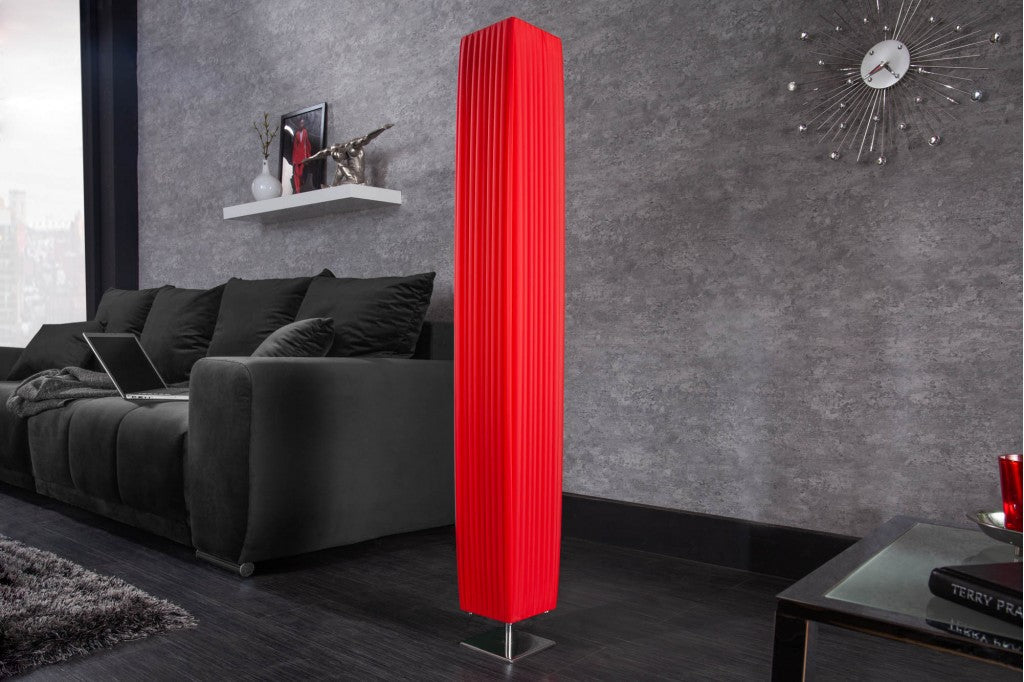 Lampadaire design moderne PARIS 120cm rouge Abat-jour plissé Lampadaire