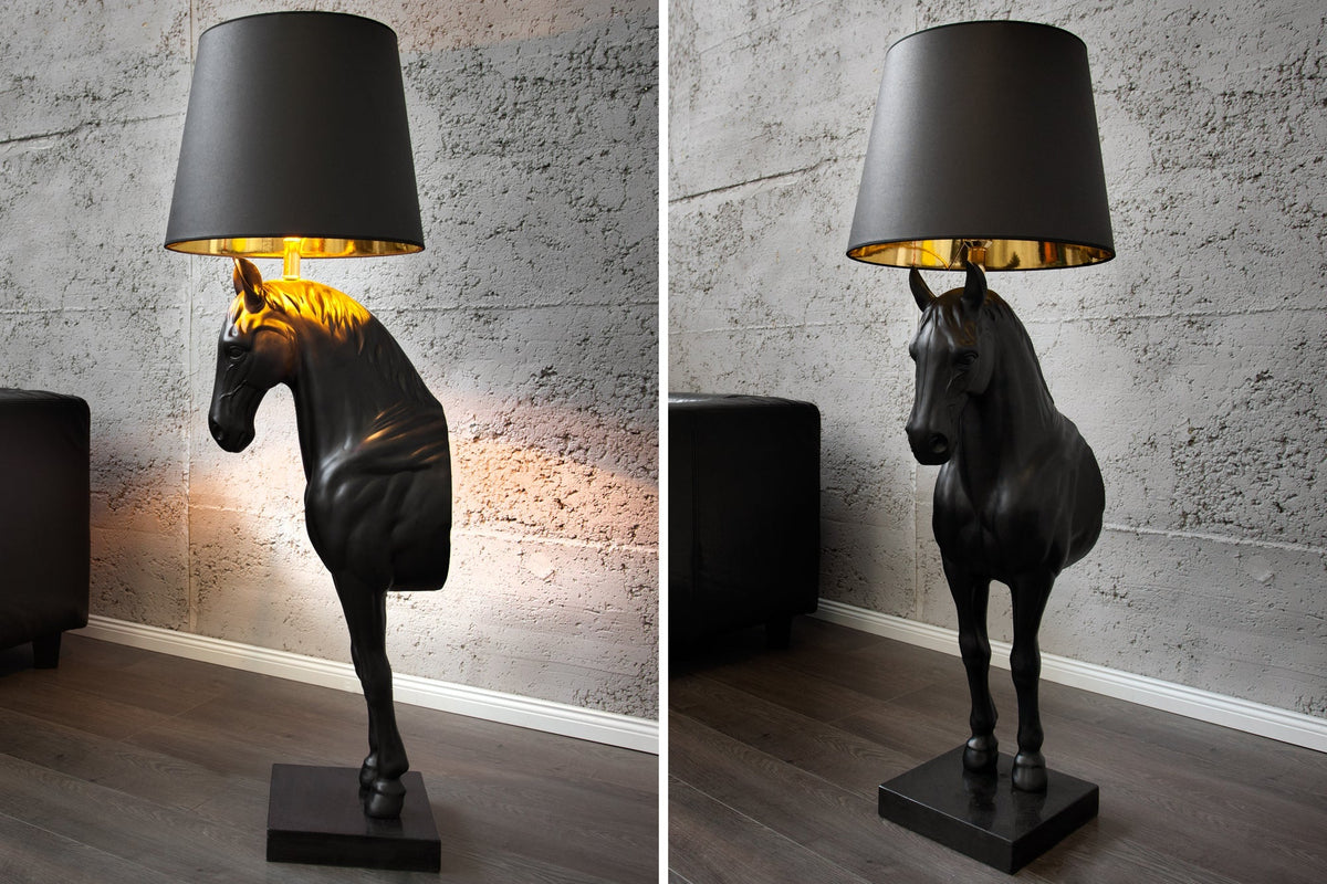 Lampadaire extravagant BLACK BEAUTY 130cm figure de cheval noir
