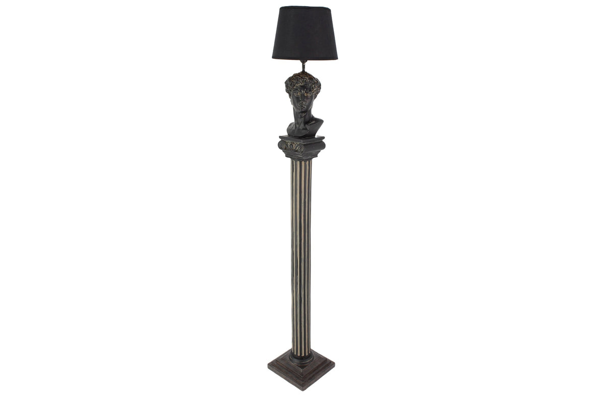 Lampadaire fait main DAVID 120cm noir avec abat-jour buste en tissu