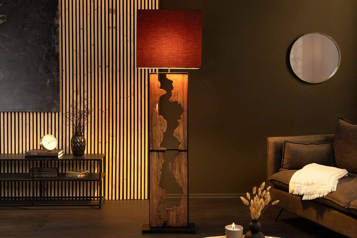 Lampadaire fait main DESIGNED BY NATURE 165cm bois d’arbre à pluie noir naturel