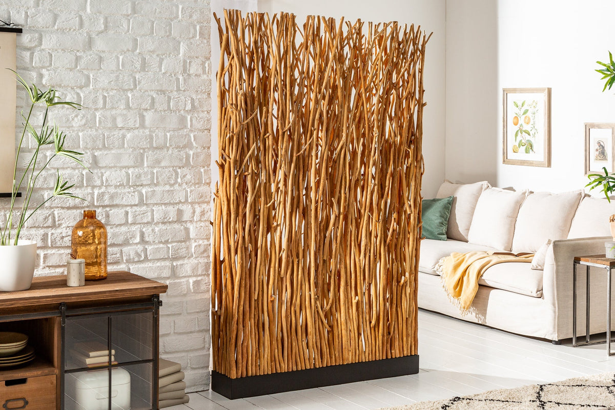 Lampadaire fait main NATURAL PARAVENT 180cm séparateur de pièce en bois de longane