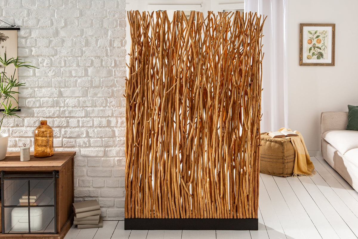 Lampadaire fait main NATURAL PARAVENT 180cm séparateur de pièce en bois de longane