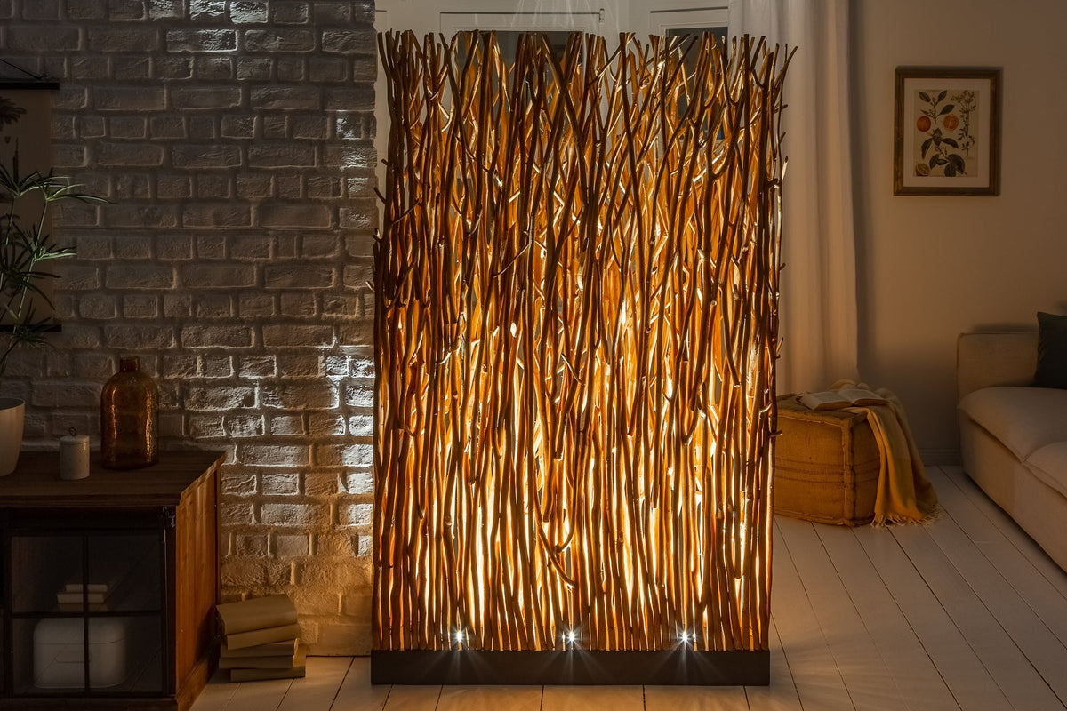 Lampadaire fait main NATURAL PARAVENT 180cm séparateur de pièce en bois de longane