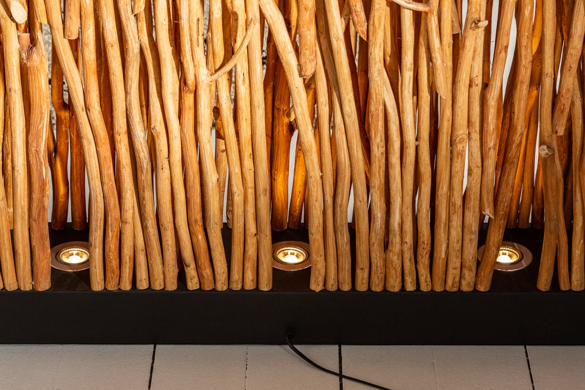 Lampadaire fait main NATURAL PARAVENT 180cm séparateur de pièce en bois de longane