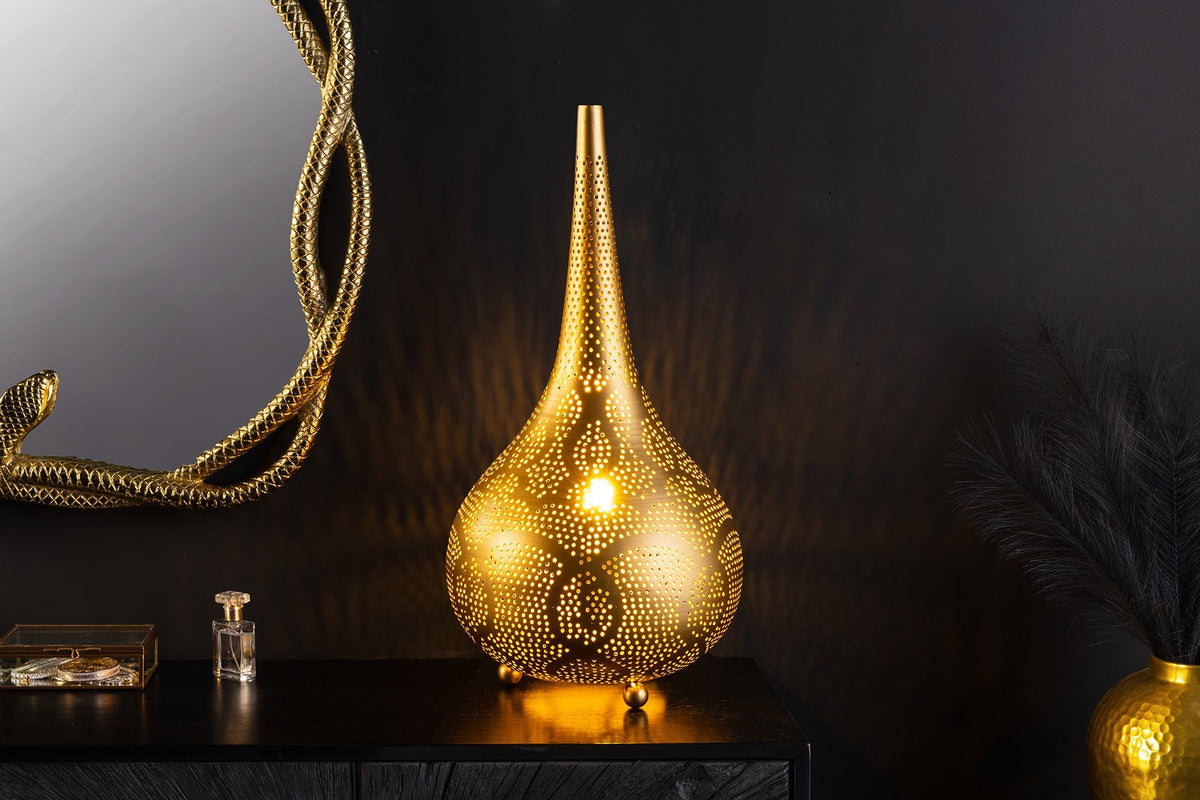 Lampadaire fait main ORIENT LIVING 50cm forme larme en fer doré