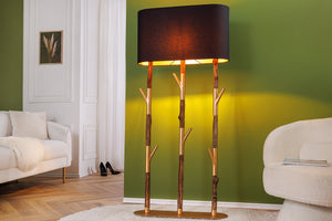 Lampadaire fait main WARDROBE 155cm noir doré bois de fer naturel bois massif