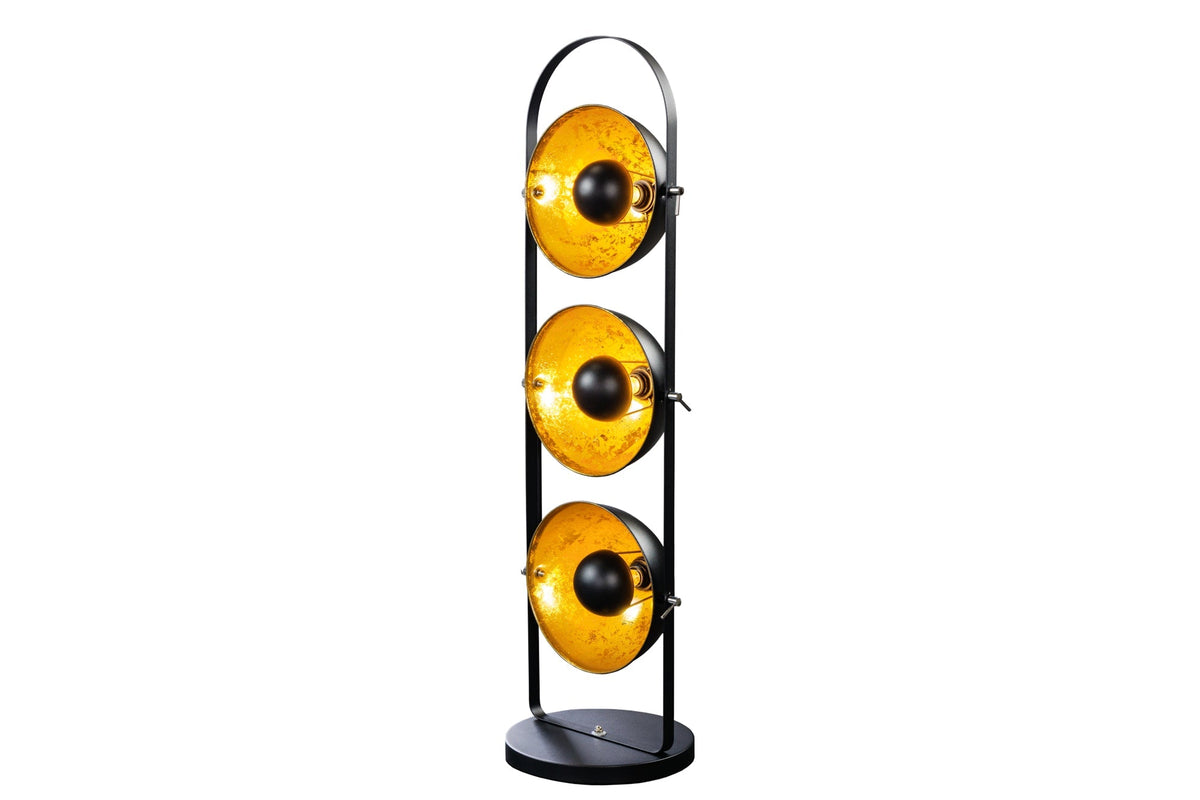 Lampadaire industriel STUDIO 130cm aspect feuille d’or noir 3 abat-jour inclinables