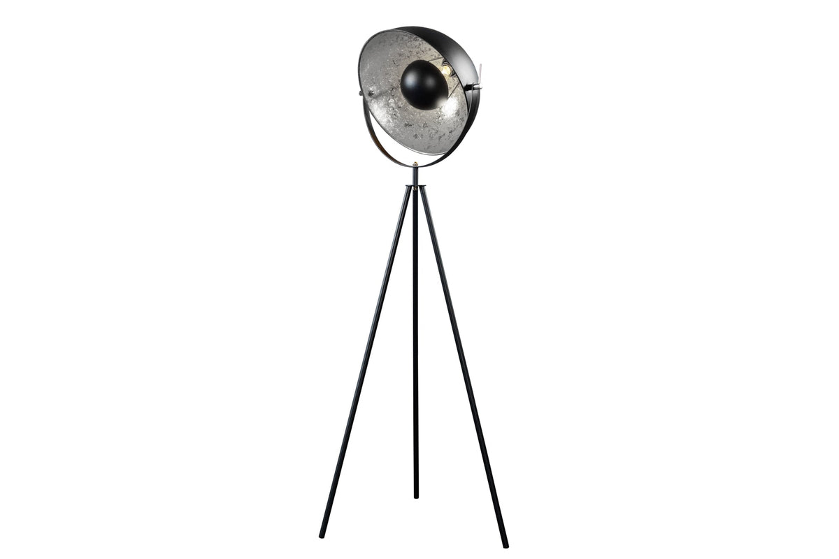Lampadaire industriel STUDIO 150cm noir aspect feuille d’argent abat-jour inclinable
