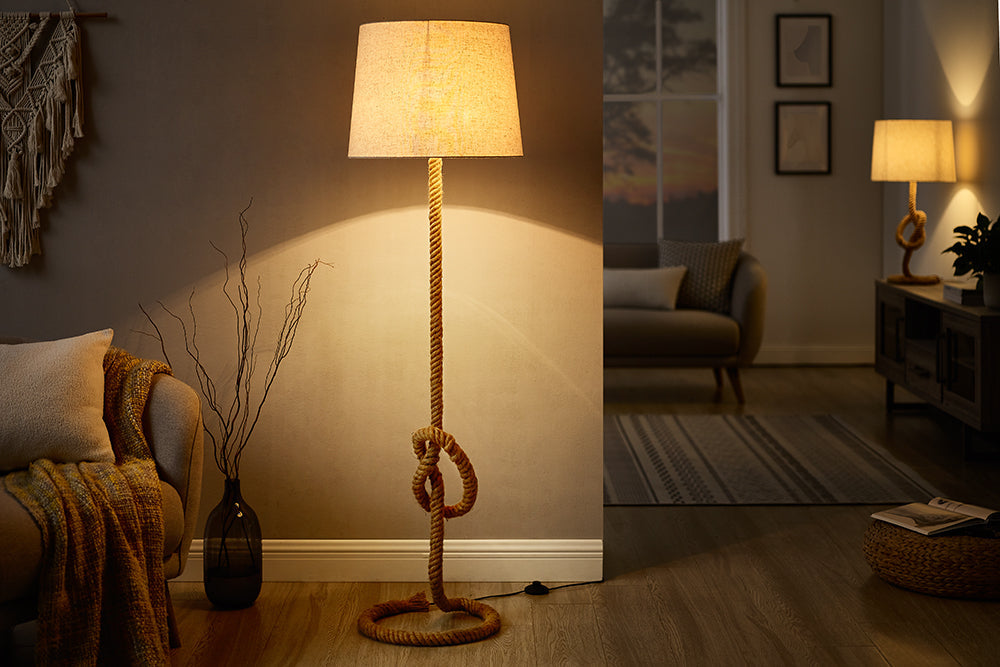 Lampadaire maritime SEVEN SEAS 158cm lampadaire en corde abat-jour en lin