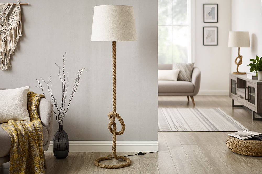 Lampadaire maritime SEVEN SEAS 158cm lampadaire en corde abat-jour en lin