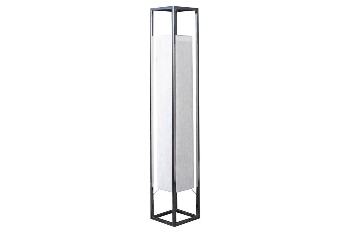 Lampadaire moderne AGAPUNE 120cm blanc argent avec abat-jour en papier et structure en acier inoxydable