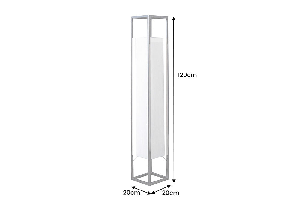 Lampadaire moderne AGAPUNE 120cm blanc argent avec abat-jour en papier et structure en acier inoxydable