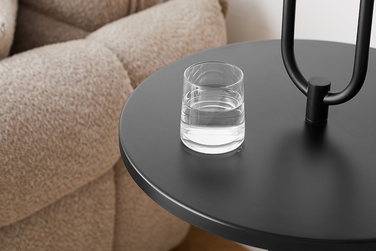 Lampadaire moderne table d’appoint SERVANT 175cm métal noir rond