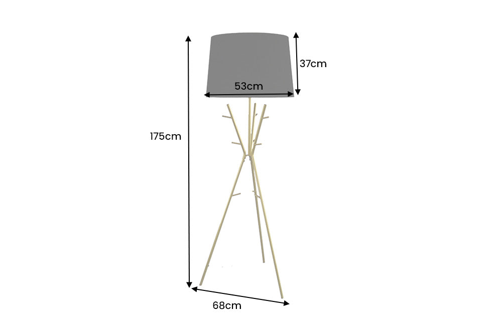 Lampadaire polyvalent WARDROBE 175cm armoire noire dorée avec abat-jour en tissu métal