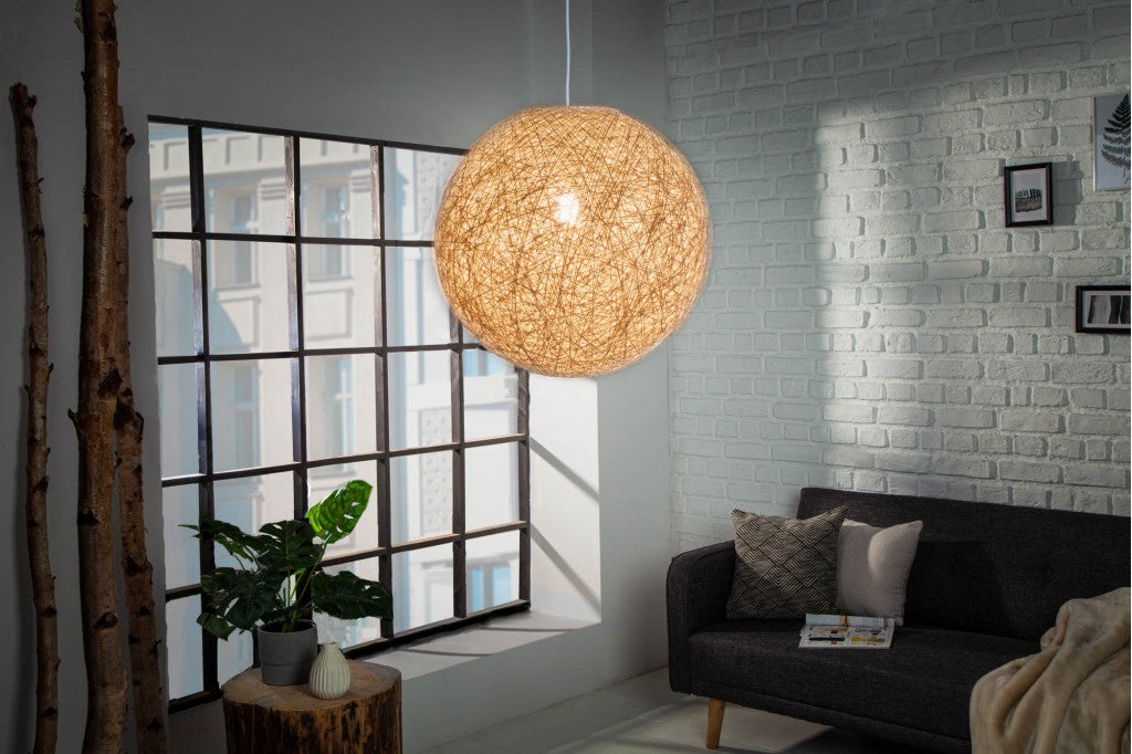 Lampe à suspension filigrane COCOONING L 45cm blanc Lampe boule