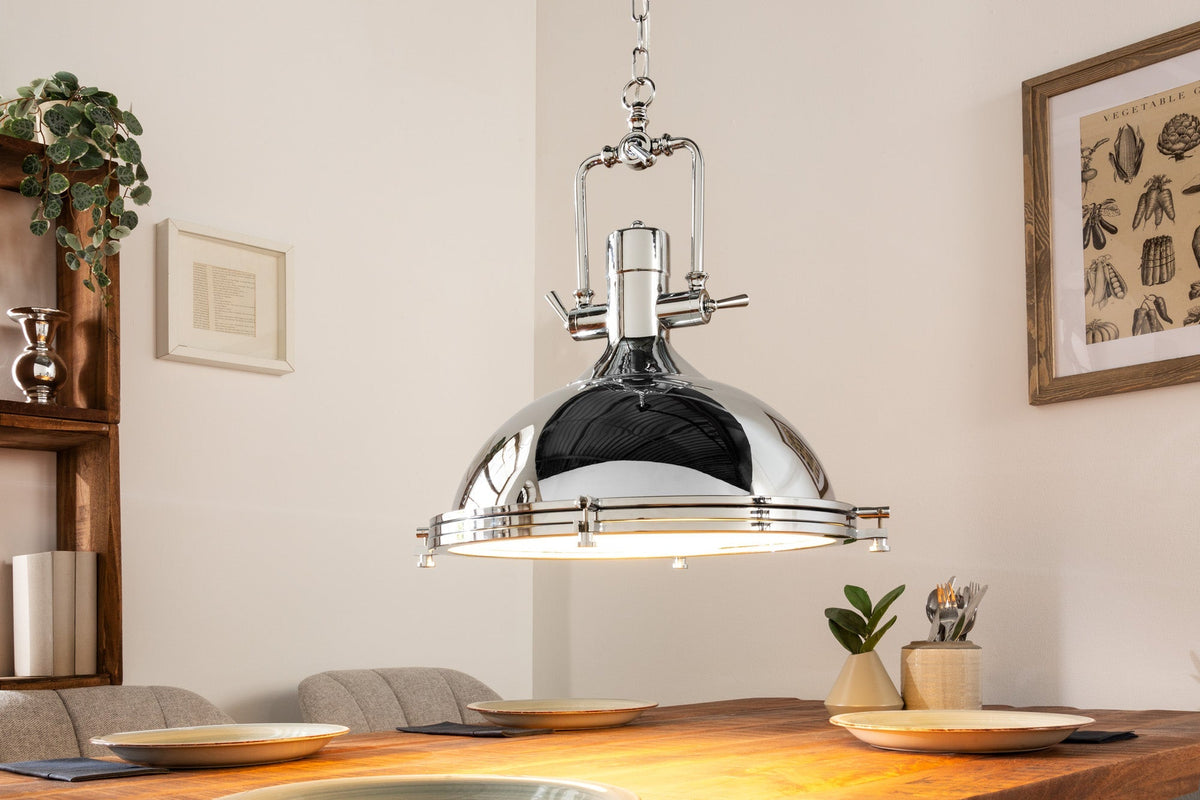 Lampe à suspension industrielle INDUSTRIELLE 45cm argent chromé design classique
