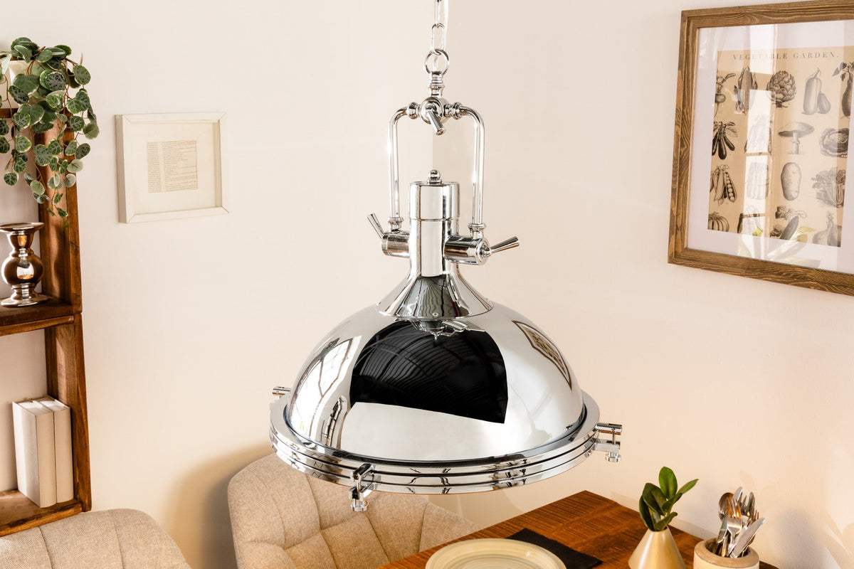 Lampe à suspension industrielle INDUSTRIELLE 45cm argent chromé design classique